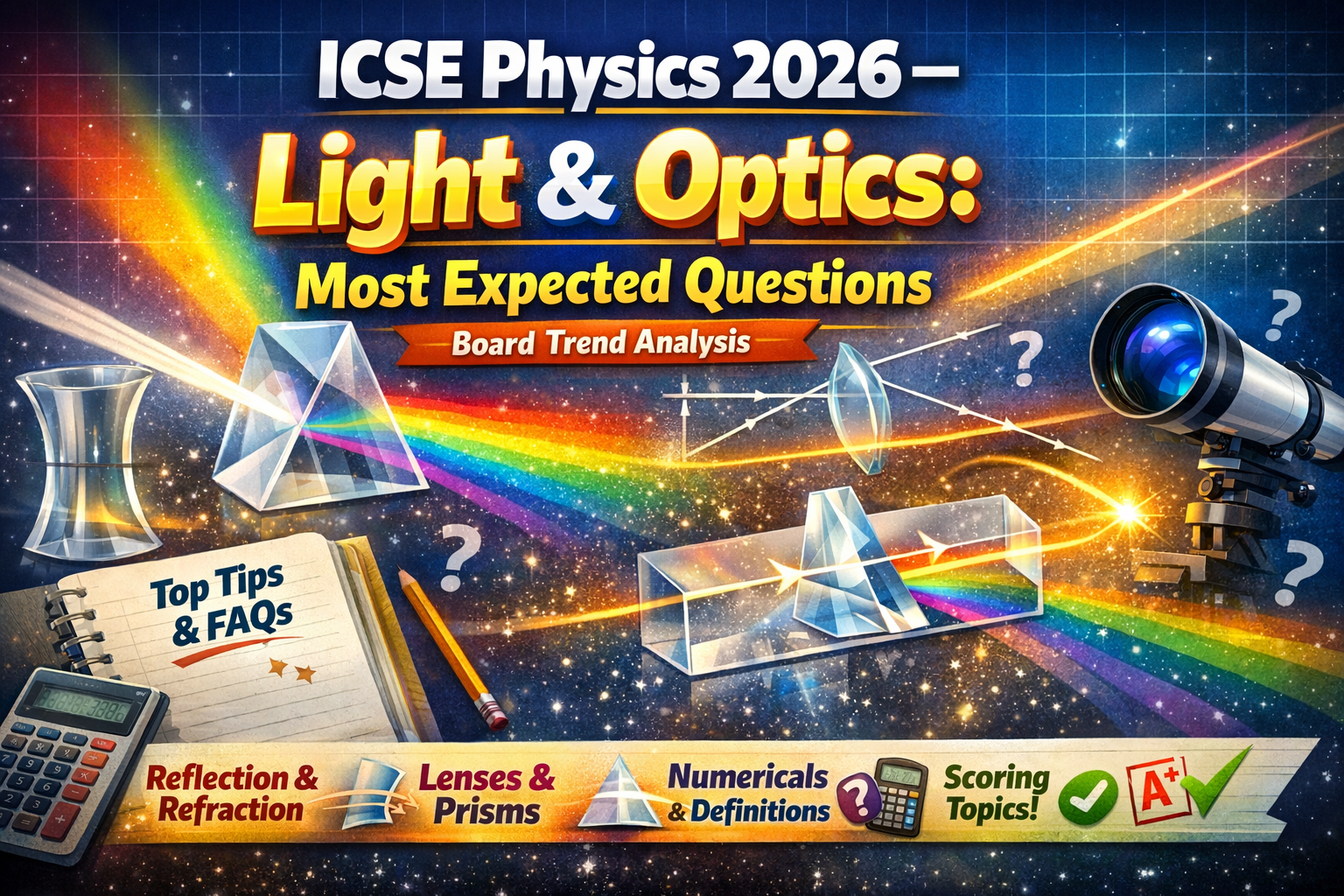 ICSE Physics 2026 – Light & Optics: Most Expected Questions (Board Trend Analysis)